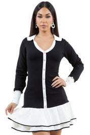 Women's Long Sleeve V-Neck Sweater Dress