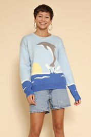 Women's Dolphin Intarsia Knit Sweater