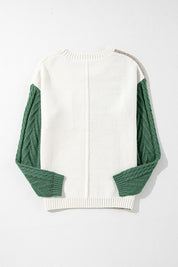 Women Colorblock Patched Pocket Shoulder Sweater