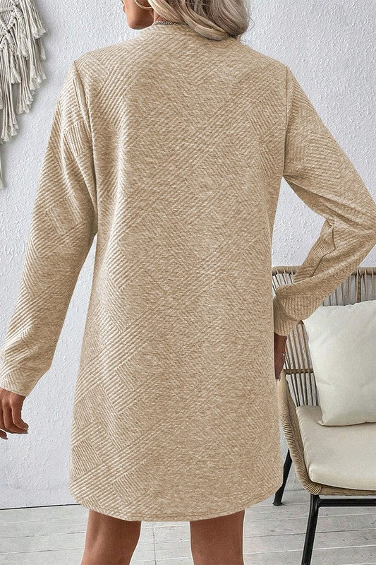 Women's Textured Long Sleeve Shift Dress