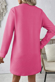 Women's Textured Long Sleeve Shift Dress