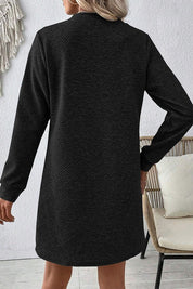 Women's Textured Long Sleeve Shift Dress