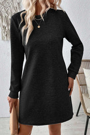 Women's Textured Long Sleeve Shift Dress