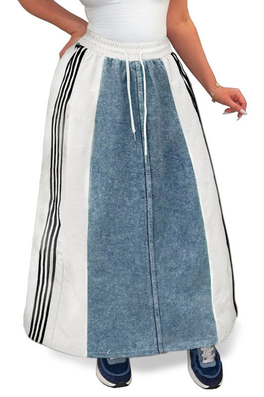 Women's Stretch Denim Long Maxi Skirt