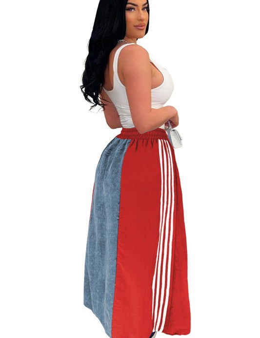 Women's Stretch Denim Long Maxi Skirt