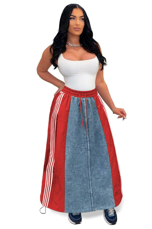 Women's Stretch Denim Long Maxi Skirt