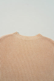 Women's Loose Fit Cable Knit Sweater with Side Slits