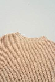 Women's Loose Fit Cable Knit Sweater with Side Slits