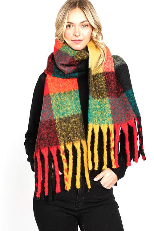 Women's Soft Plaid Plushy Winter Scarf