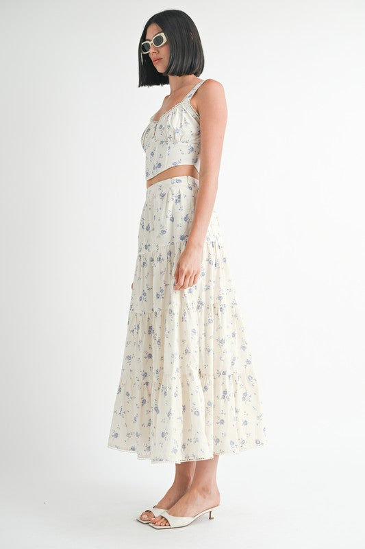 Women's Floral Tiered Maxi Skirt