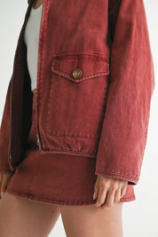 Women's Long Sleeve Collared Denim Jacket