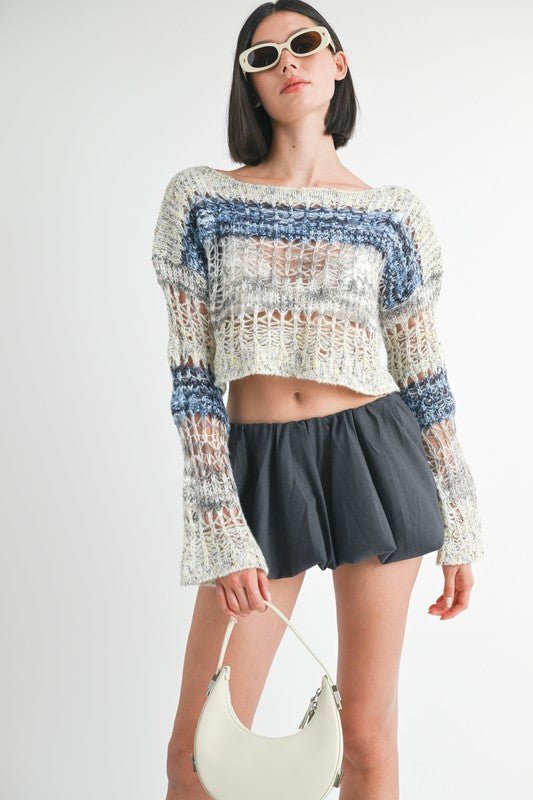 Women's Loose Fit Knitted Crop Sweater