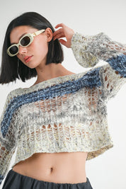 Women's Loose Fit Knitted Crop Sweater