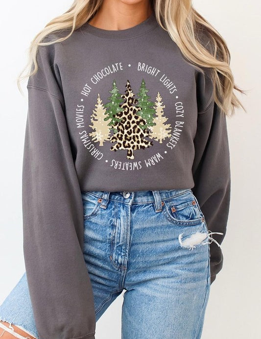 Unisex Christmas Trees Graphic Fleece Sweatshirt