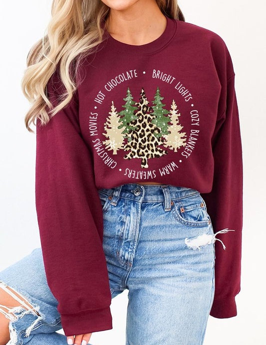 Unisex Christmas Trees Graphic Fleece Sweatshirt