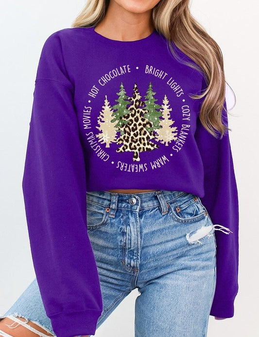 Unisex Christmas Trees Graphic Fleece Sweatshirt