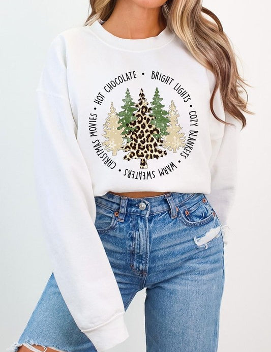 Unisex Christmas Trees Graphic Fleece Sweatshirt