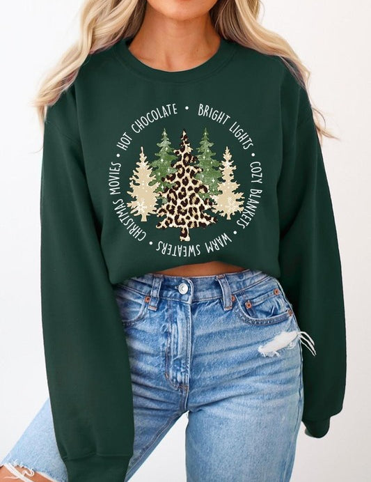 Unisex Christmas Trees Graphic Fleece Sweatshirt