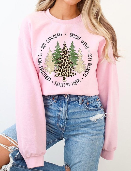 Unisex Christmas Trees Graphic Fleece Sweatshirt