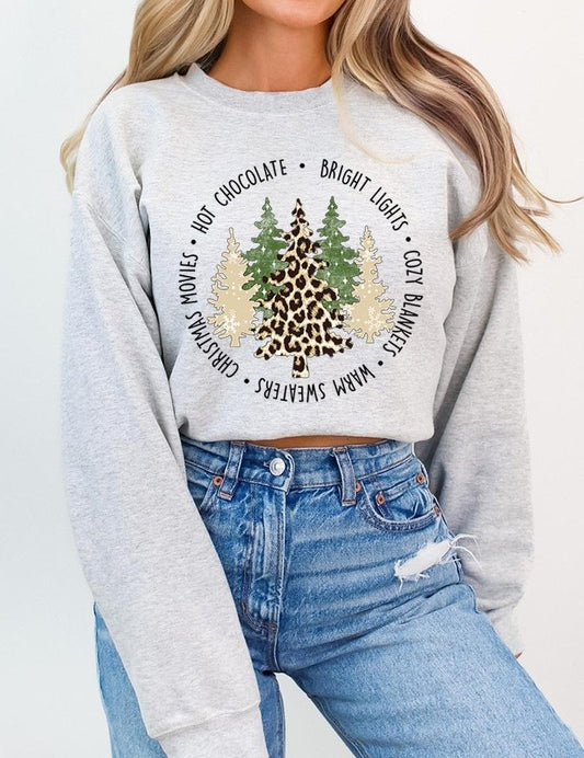 Unisex Christmas Trees Graphic Fleece Sweatshirt