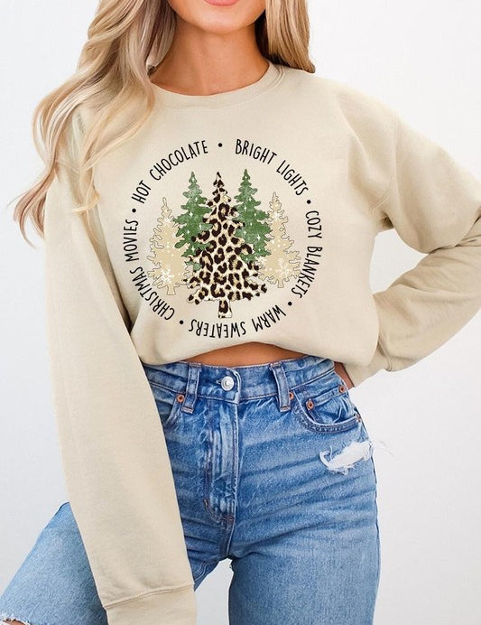 Unisex Christmas Trees Graphic Fleece Sweatshirt