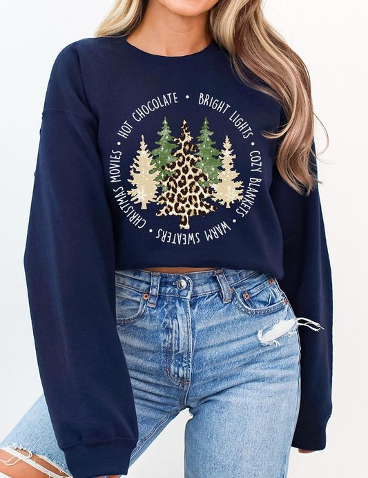 Unisex Christmas Trees Graphic Fleece Sweatshirt