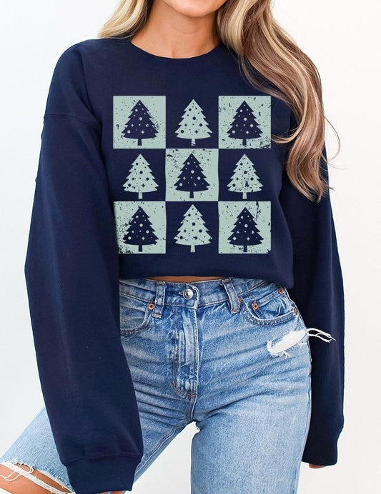 Unisex Checkered Christmas Tree Graphic Sweatshirt