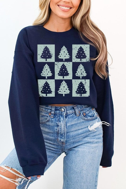 Unisex Checkered Christmas Tree Graphic Sweatshirt