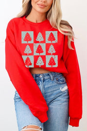 Unisex Checkered Christmas Tree Graphic Sweatshirt