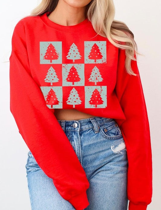 Unisex Checkered Christmas Tree Graphic Sweatshirt