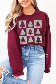 Unisex Checkered Christmas Tree Graphic Sweatshirt