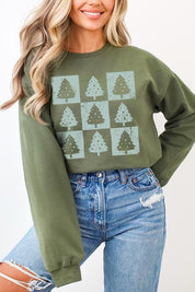 Unisex Checkered Christmas Tree Graphic Sweatshirt