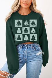 Unisex Checkered Christmas Tree Graphic Sweatshirt