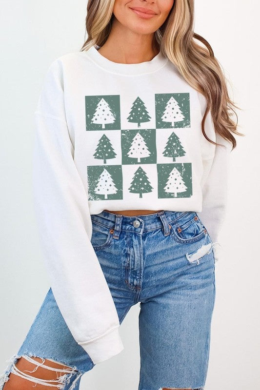 Unisex Checkered Christmas Tree Graphic Sweatshirt