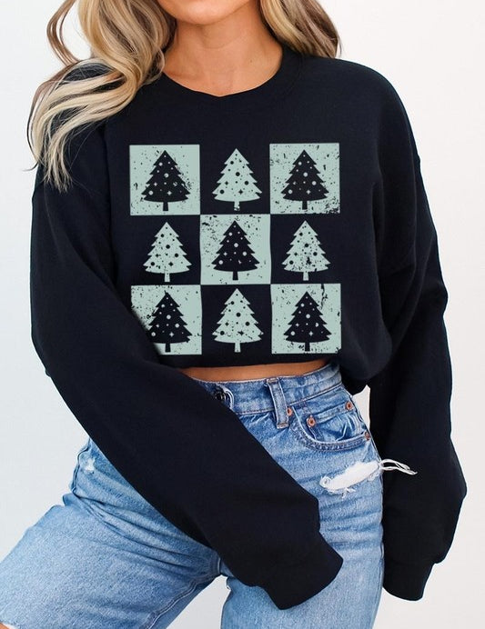 Unisex Checkered Christmas Tree Graphic Sweatshirt