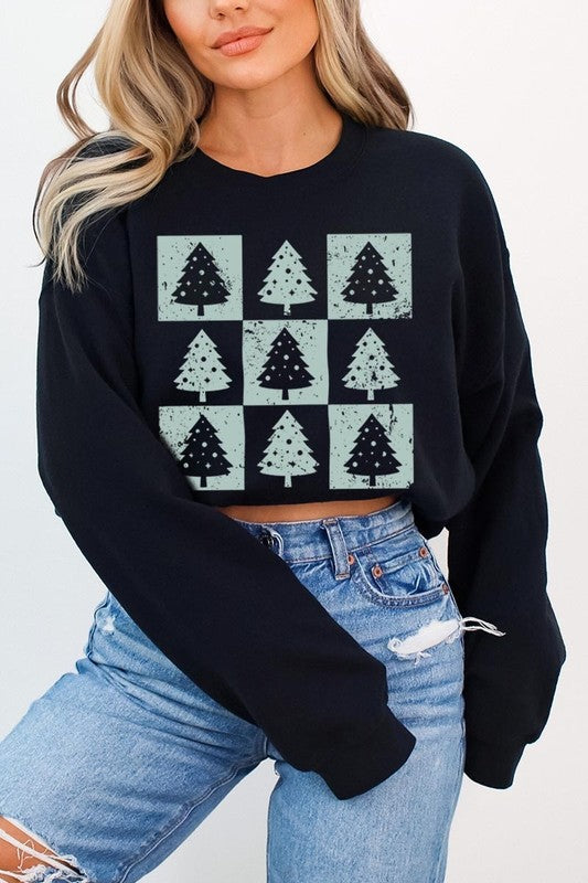 Unisex Checkered Christmas Tree Graphic Sweatshirt