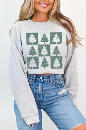 Unisex Checkered Christmas Tree Graphic Sweatshirt