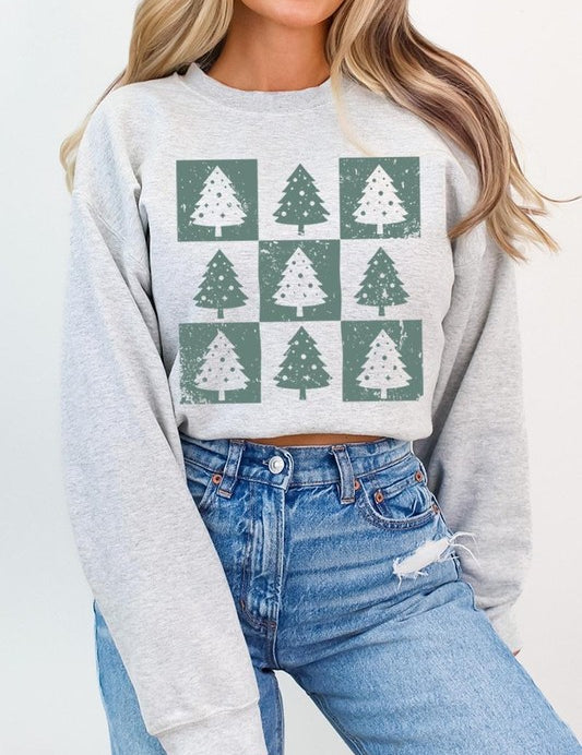 Unisex Checkered Christmas Tree Graphic Sweatshirt