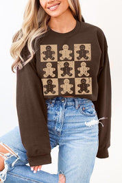 Unisex Checkered Gingerbread Man Graphic Fleece Sweatshirt