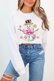 Unisex Fleece Sweatshirt with Faux Glitter Snowman Design