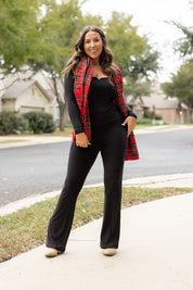 Women's Plaid Bootcut Leggings with 30-Inch Inseam