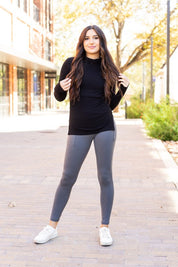 Women's Charcoal Crossover Pocket Leggings