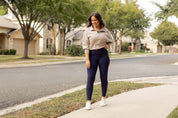 The Nadia Navy Crossover Full Length Leggings