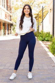 The Nadia Navy Crossover Full Length Leggings