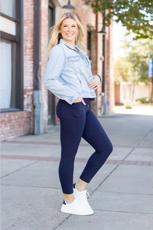 The Riley -7/8 Ankle Length NAVY Leggings Pocket