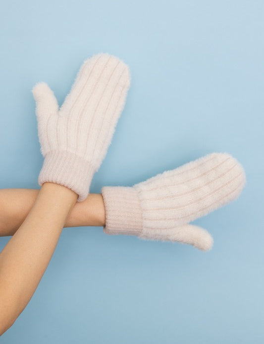 Women's Plush Pastel Fuzzy Mittens