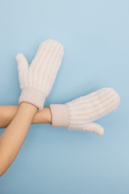 Women's Plush Pastel Fuzzy Mittens