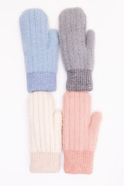 Women's Plush Pastel Fuzzy Mittens