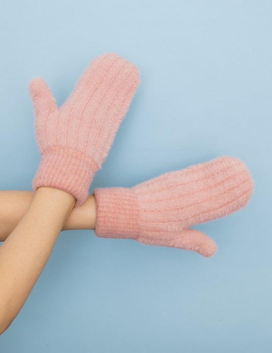 Women's Plush Pastel Fuzzy Mittens