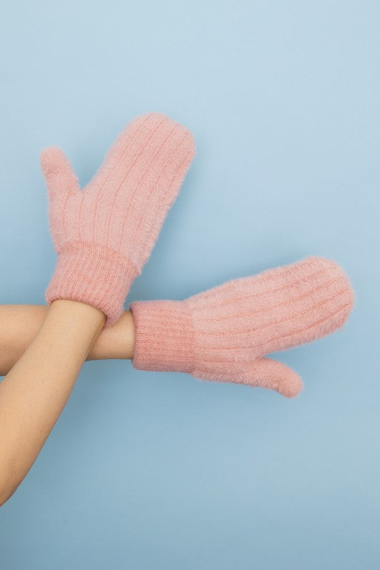 Women's Plush Pastel Fuzzy Mittens